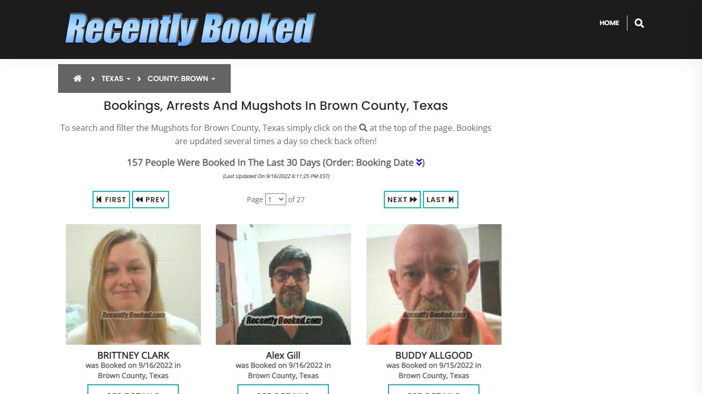 Recent bookings, Arrests, Mugshots in Brown County, Texas - Recently Booked
