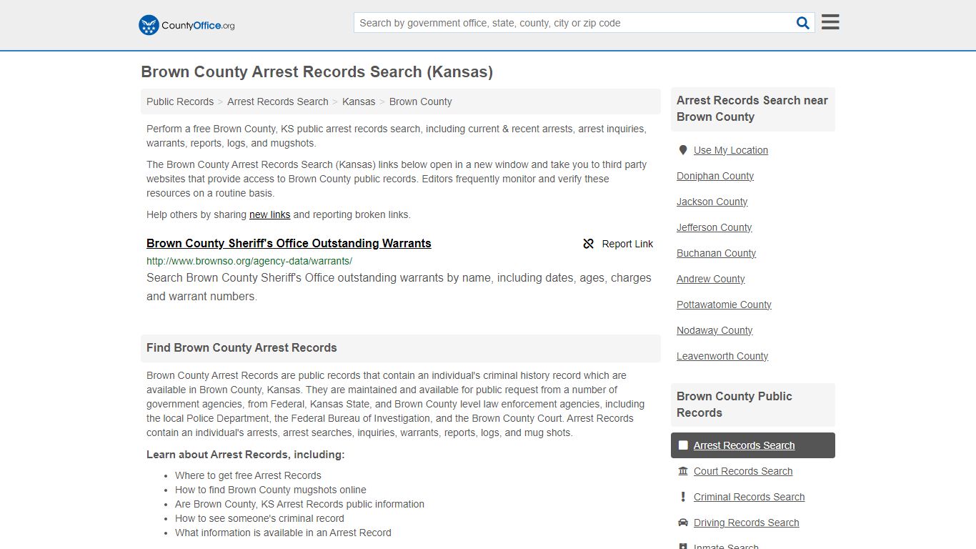 Arrest Records Search - Brown County, KS (Arrests & Mugshots)