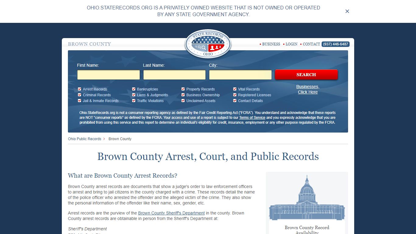 Brown County Arrest, Court, and Public Records