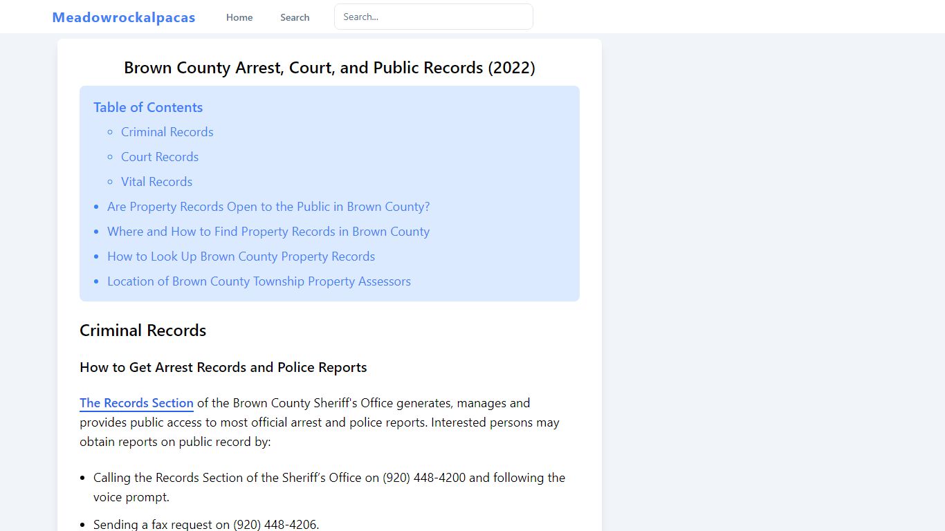 Brown County Arrest, Court, and Public Records (2022)